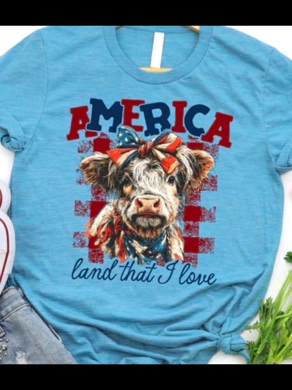 "America Land That I Love" Blue Graphic Tee. NWT